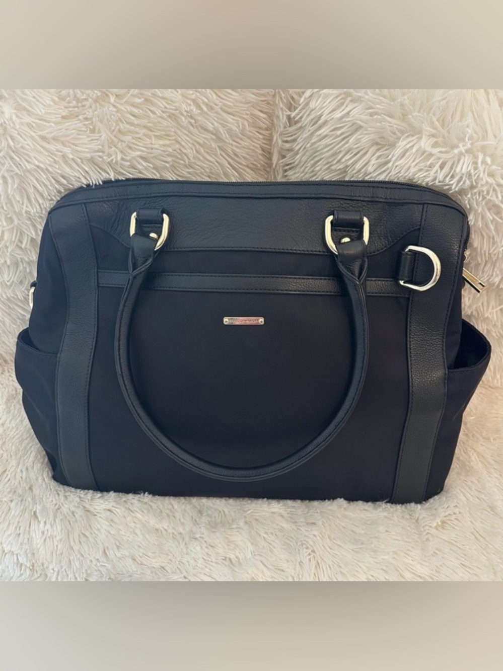 Rebecca Minkoff Knocked Up Diaper Bag Black Nylon Leather Baby Bag NWOT
